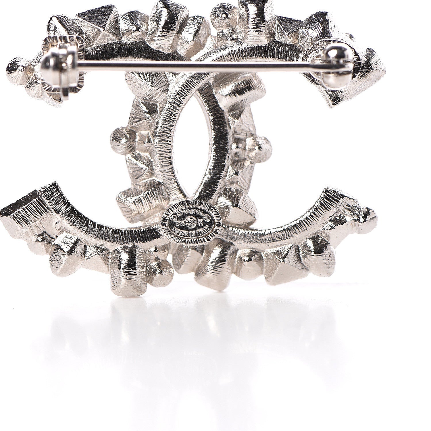 Chanel Baguette Crystal CC Brooch Black Silver 4 of 5