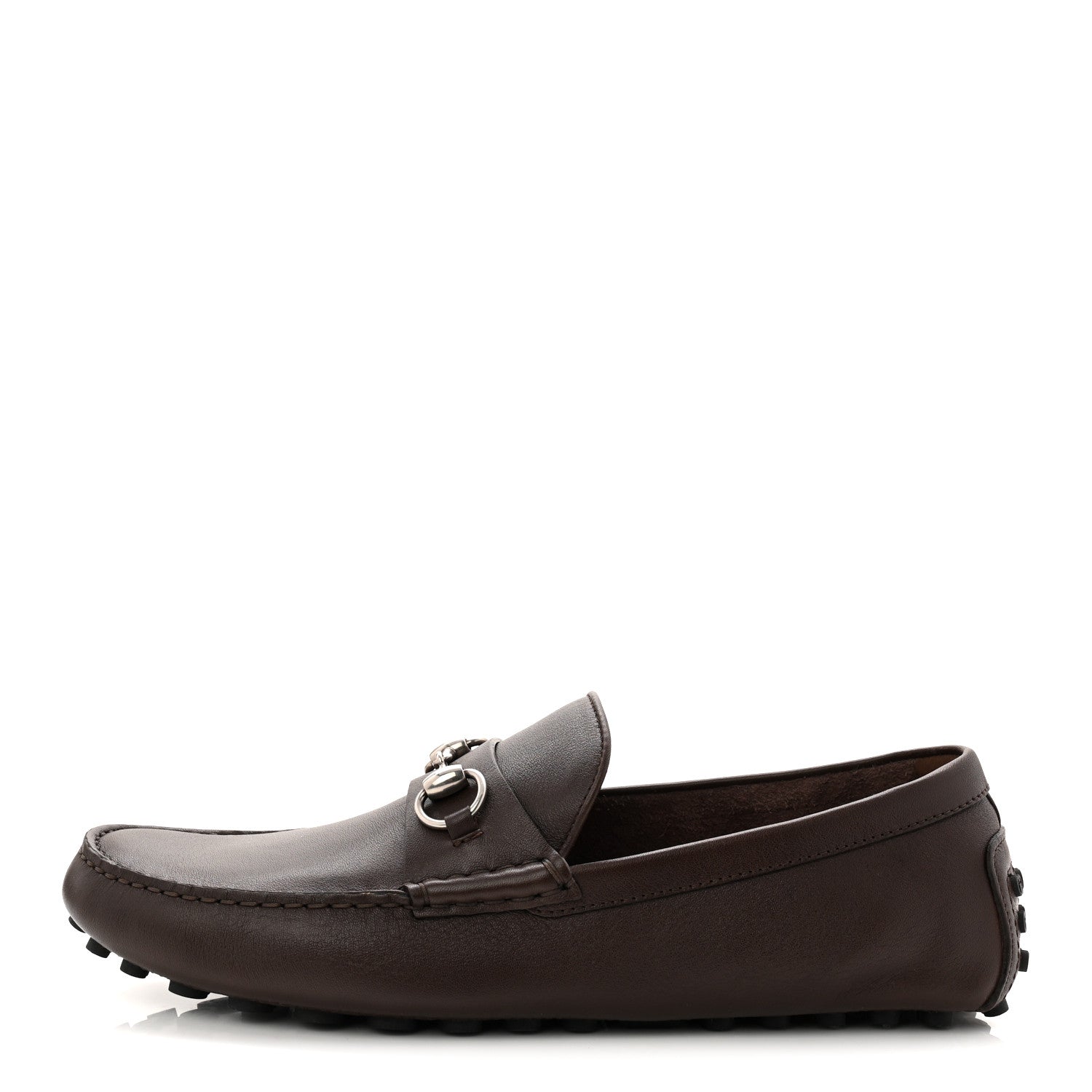 Gucci Soft Clove Calfskin Mens Horsebit Driver Loafers 9 Cocoa 1 of 8