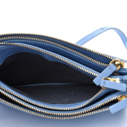 Celine Lambskin Small Trio Crossbody Bag Baby Blue 5 of 23