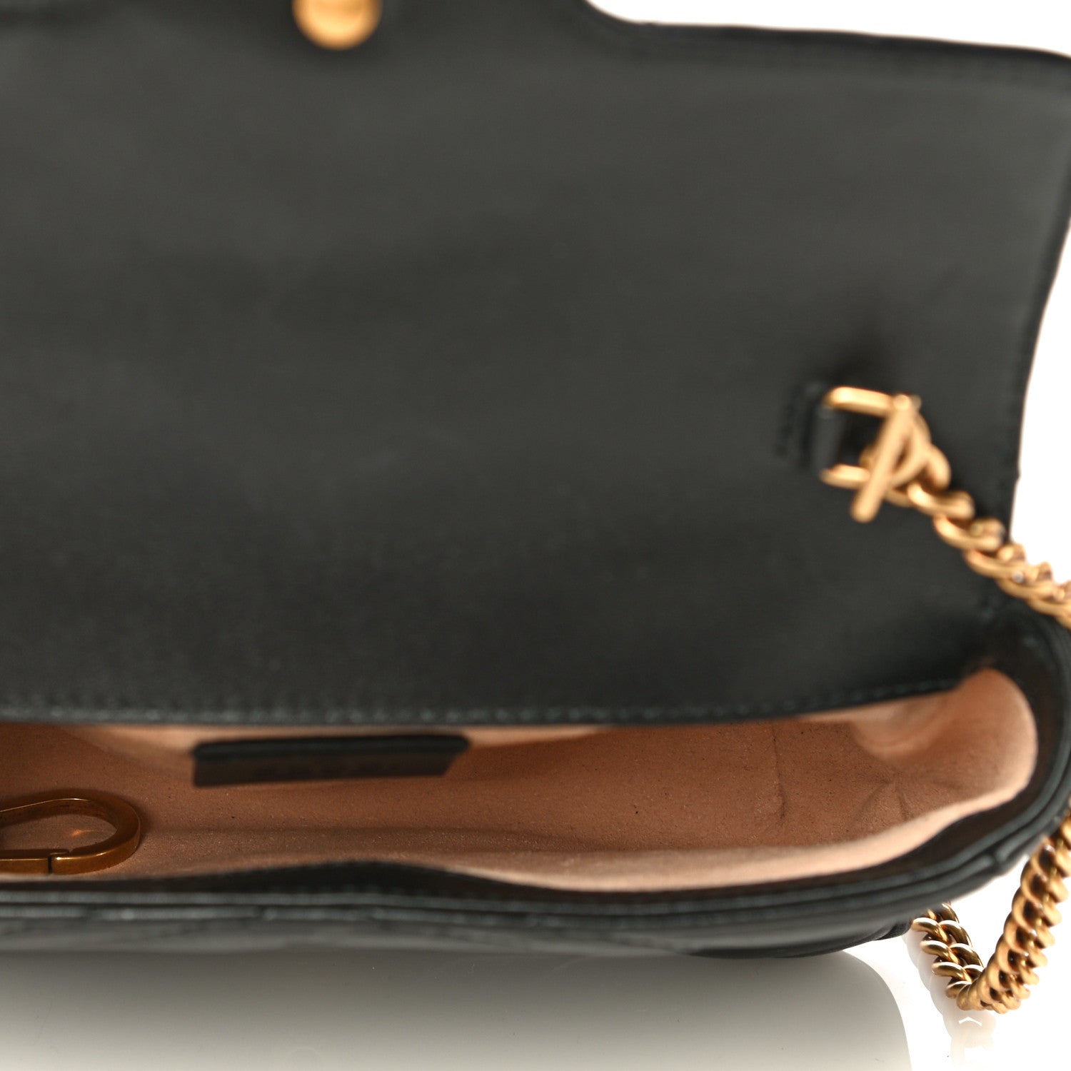 Gucci Calfskin Matelasse Super Mini GG Marmont Shoulder Bag Black 5 of 17