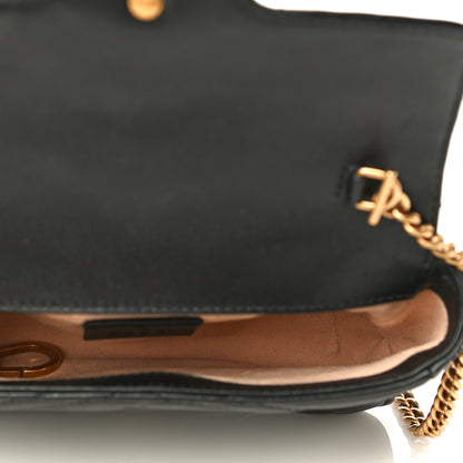 Gucci Calfskin Matelasse Super Mini GG Marmont Shoulder Bag Black 5 of 17