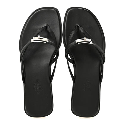 Hermes Calfskin Miss Sandals 36 Black 2 of 9