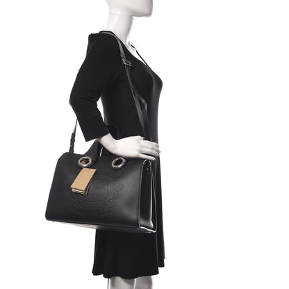 Burberry Smooth Calfskin Small Grommet Embossed Crest Bag Black 2 of 11