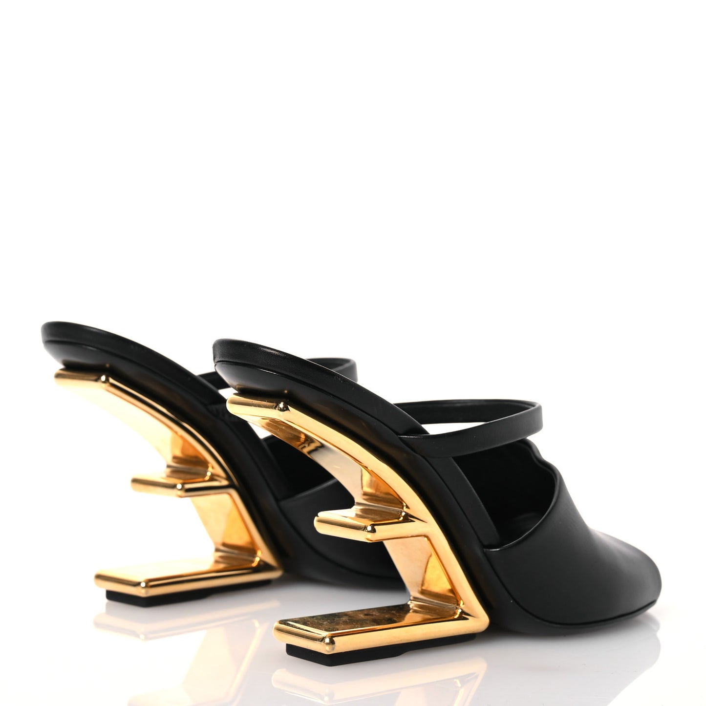 Calfskin Fendi First 95mm Slide Sandals 36 Black