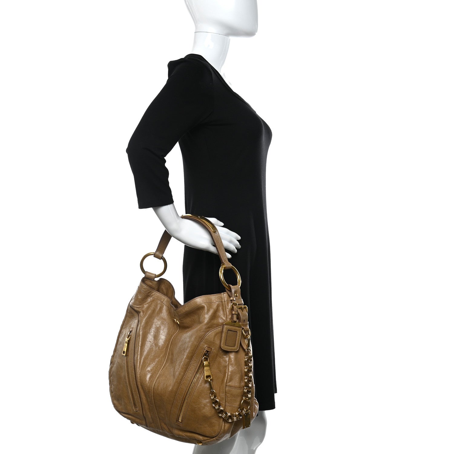 Prada Vitello Shine Hobo Cammeo 2 of 15