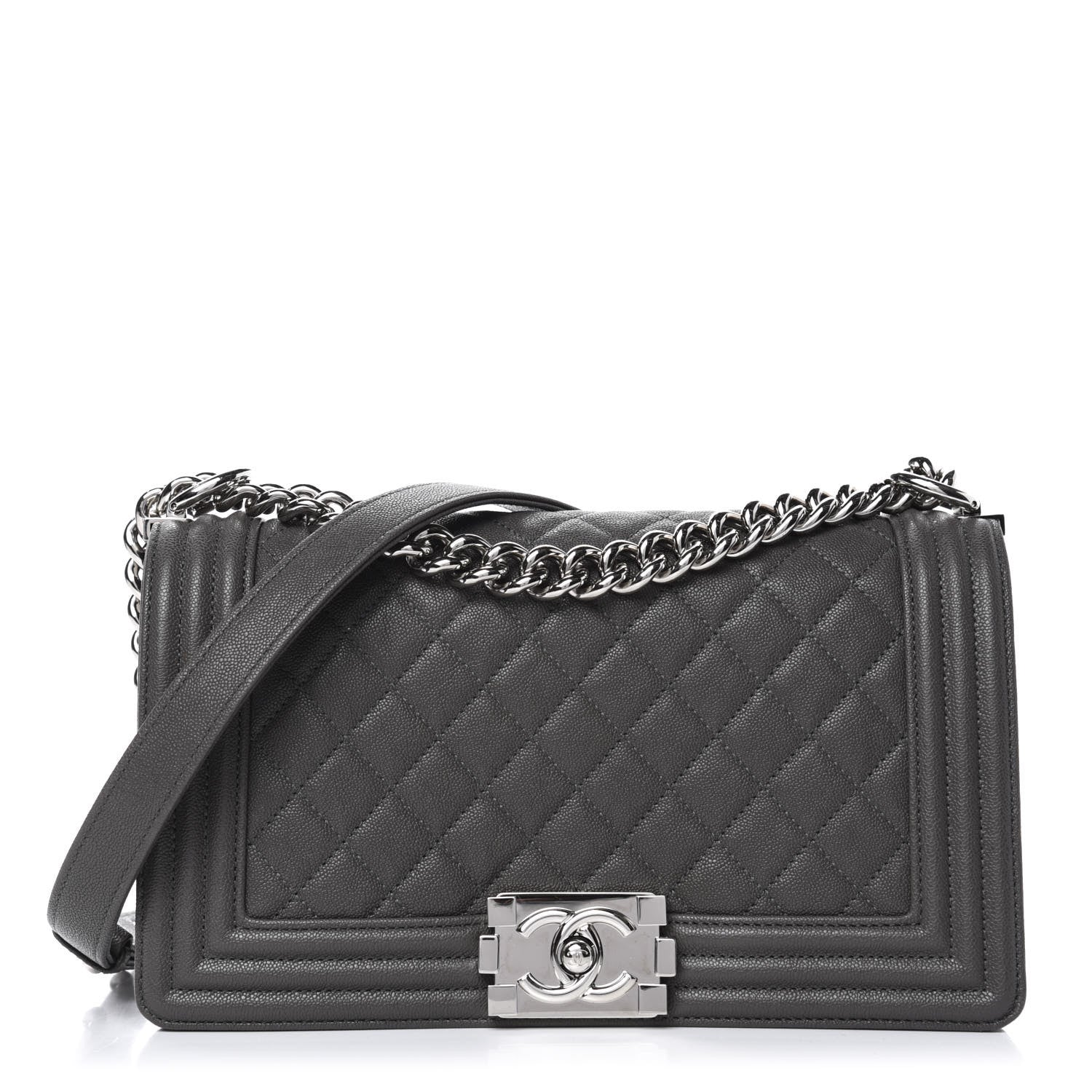 Chanel Caviar Quilted Medium Boy Flap Grey 1 of 10