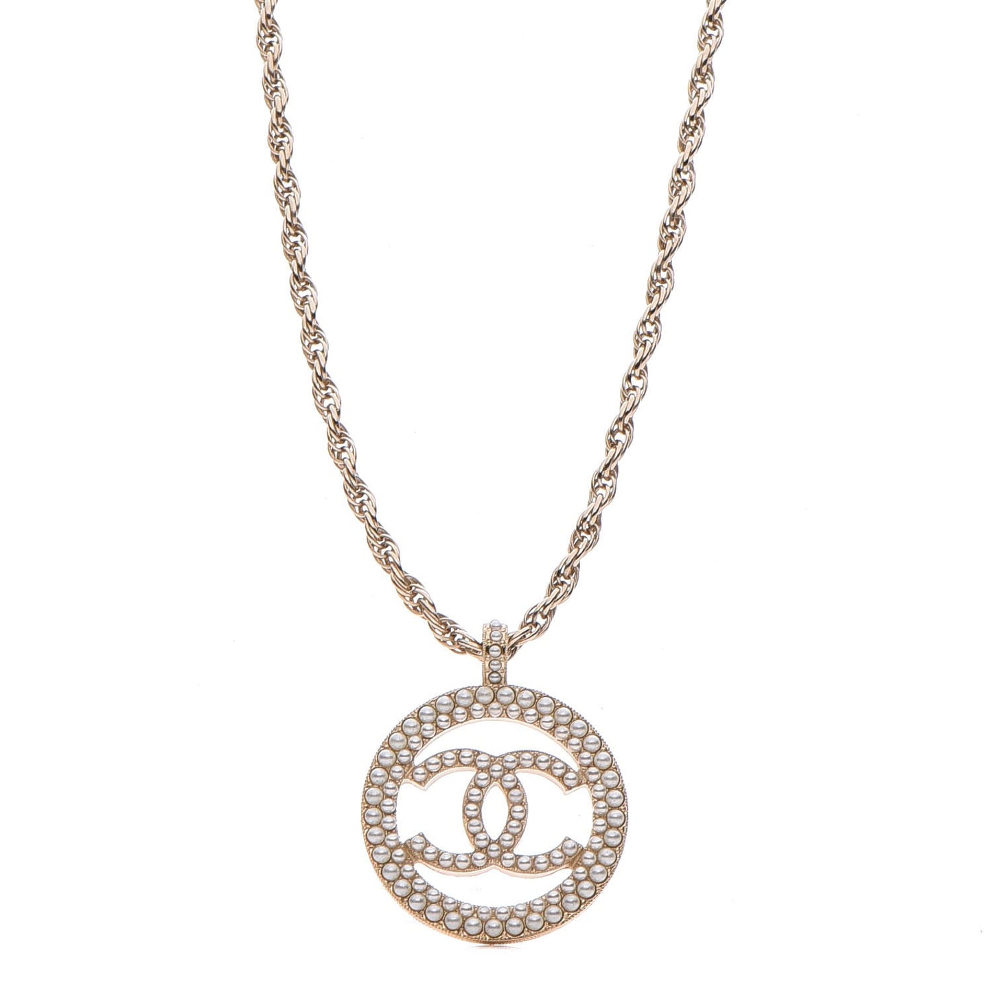Pearl CC Chain Necklace Gold
