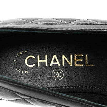 Chanel Lambskin Quilted CC Heart Loafers 37 Black 7 of 9