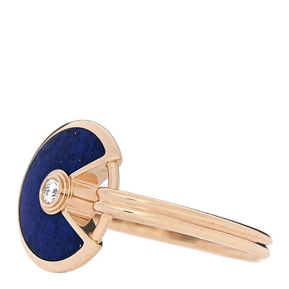 Cartier 18K Yellow Gold Diamond Lapis Lazuli Amulette de Cartier Ring 49 5 4 of 6