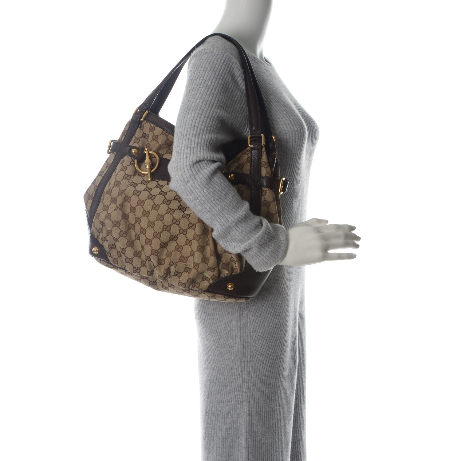 Gucci Monogram Medium Jockey Tote Dark Brown 2 of 7