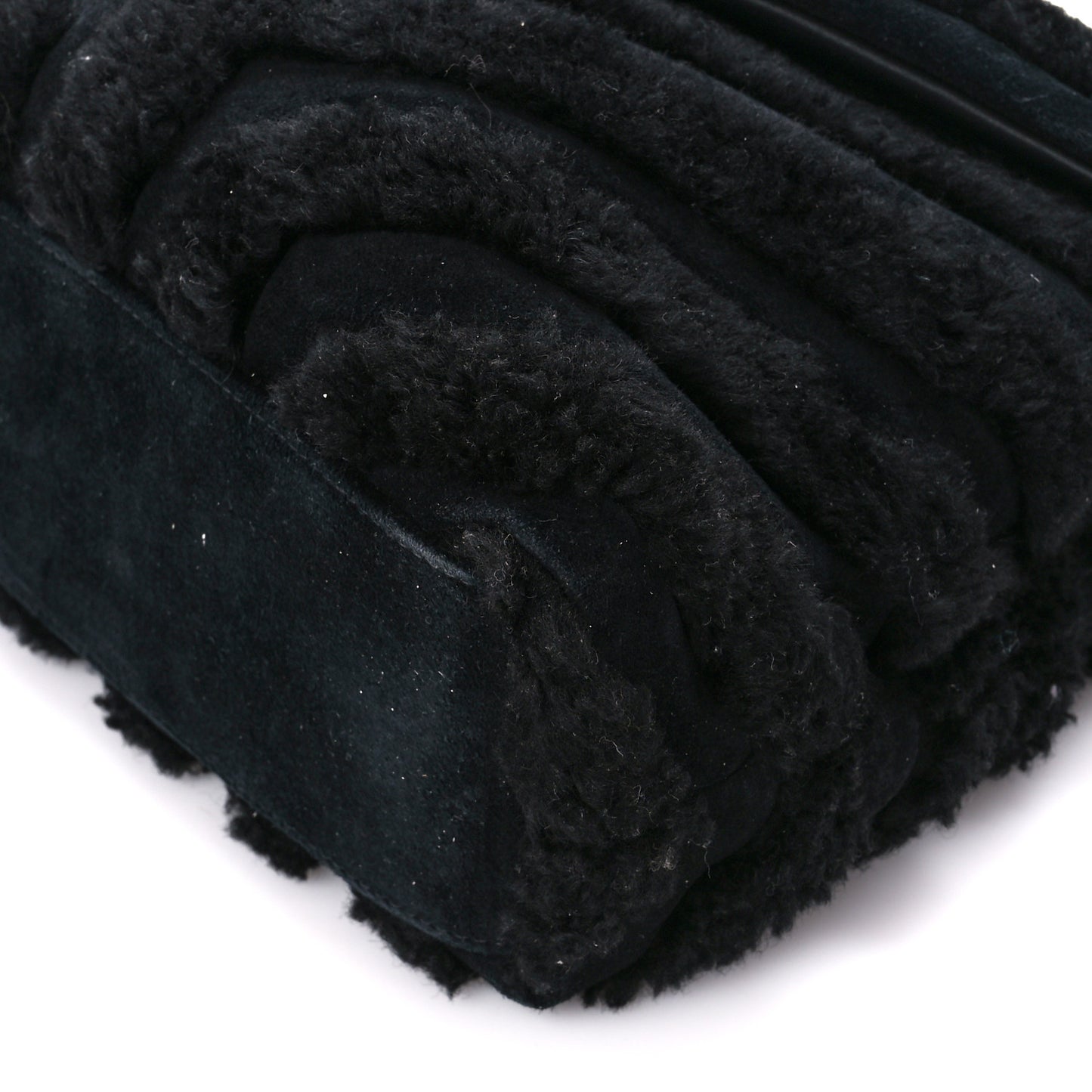 Suede Shearling Y Quilted Monogram Small Loulou Chain Satchel Black