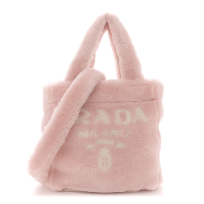 Prada Shearling Logo Tote Bag Orchidea 1 of 9