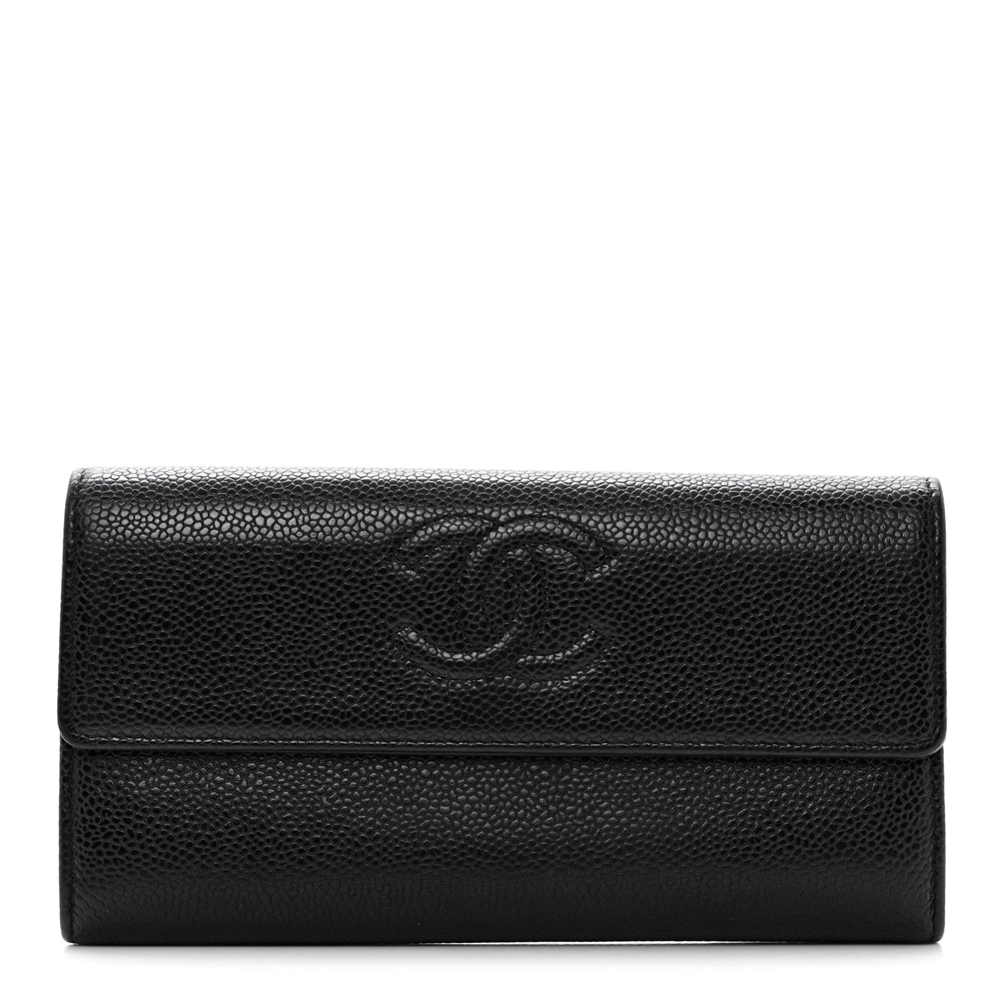Caviar Timeless CC Large Gusset Flap Wallet Black
