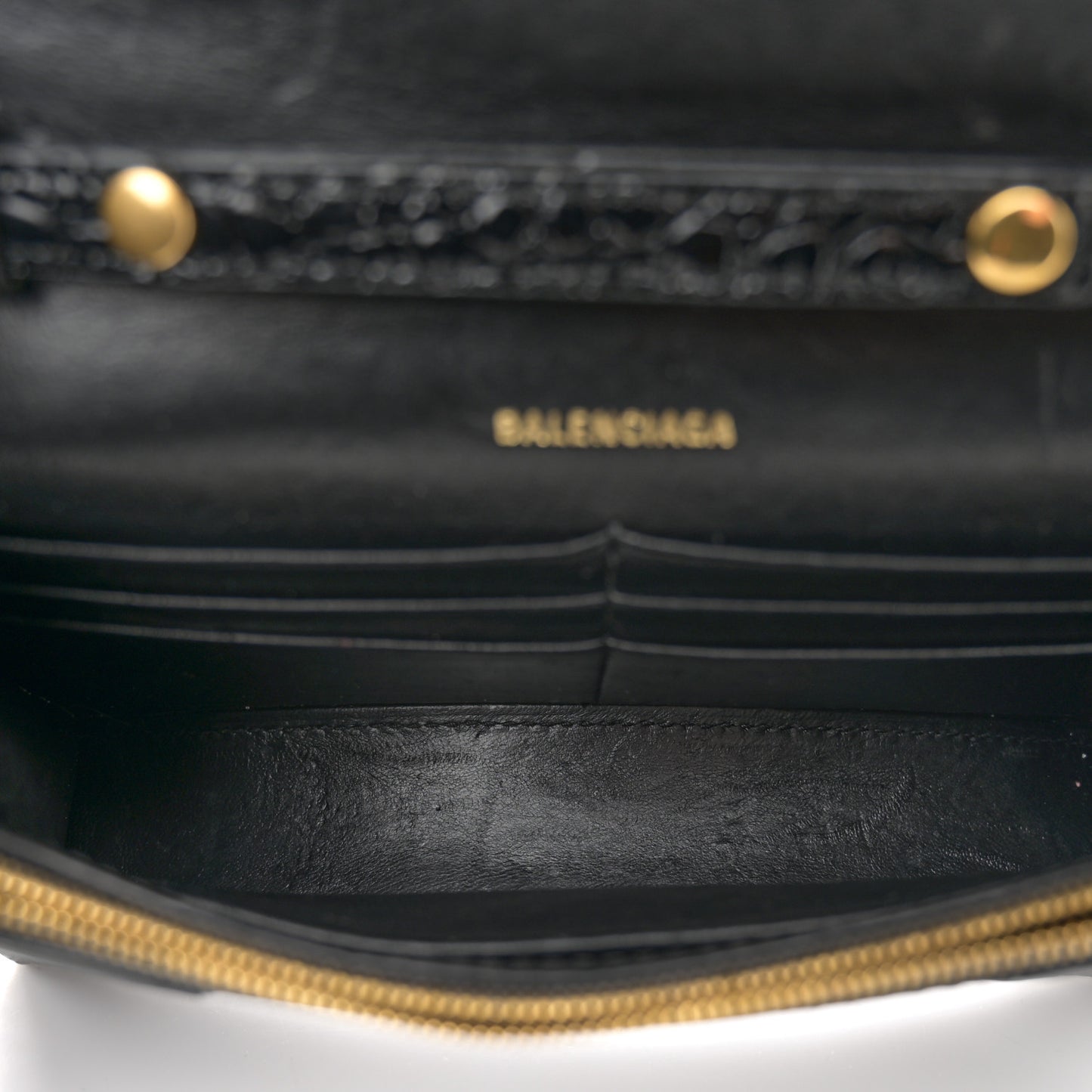 Shiny Calfskin Crocodile Embossed Hourglass Chain Bag Black