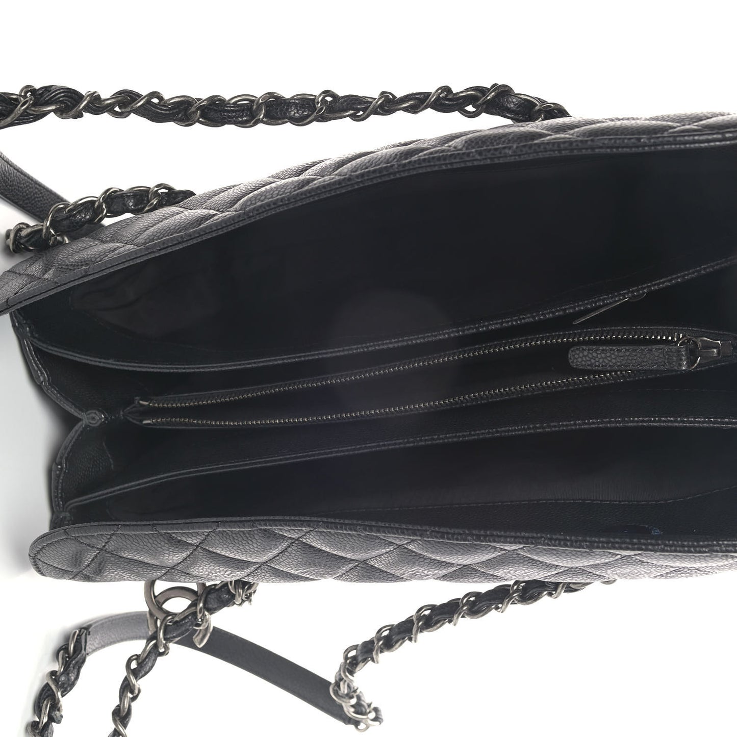 Caviar Quilted City Shopping Tote Black