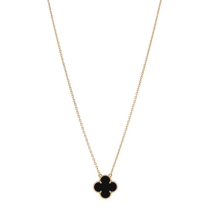 Van Cleef & Arpels 18K Yellow Gold Black Onyx Vintage Alhambra Pendant Necklace 1 of 6