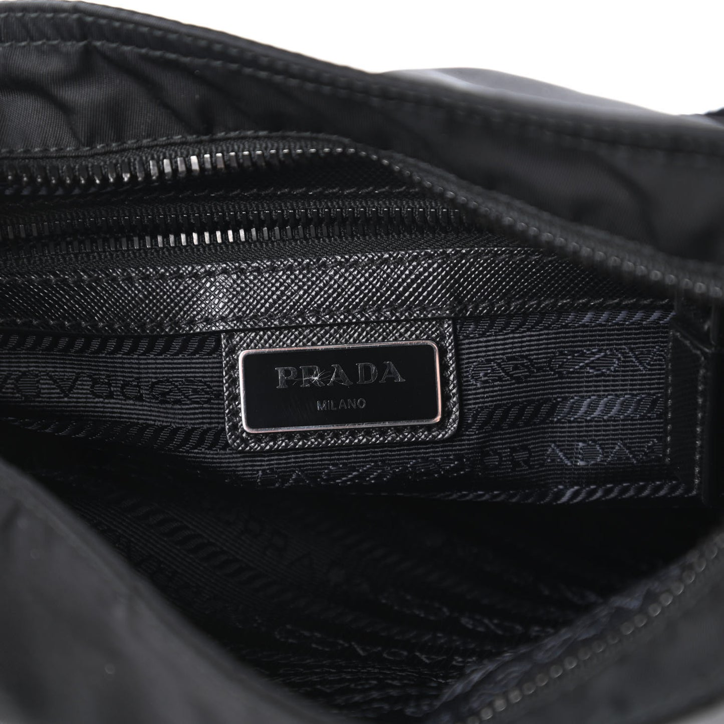 Tessuto Nylon Saffiano Flat Messenger Bag Black