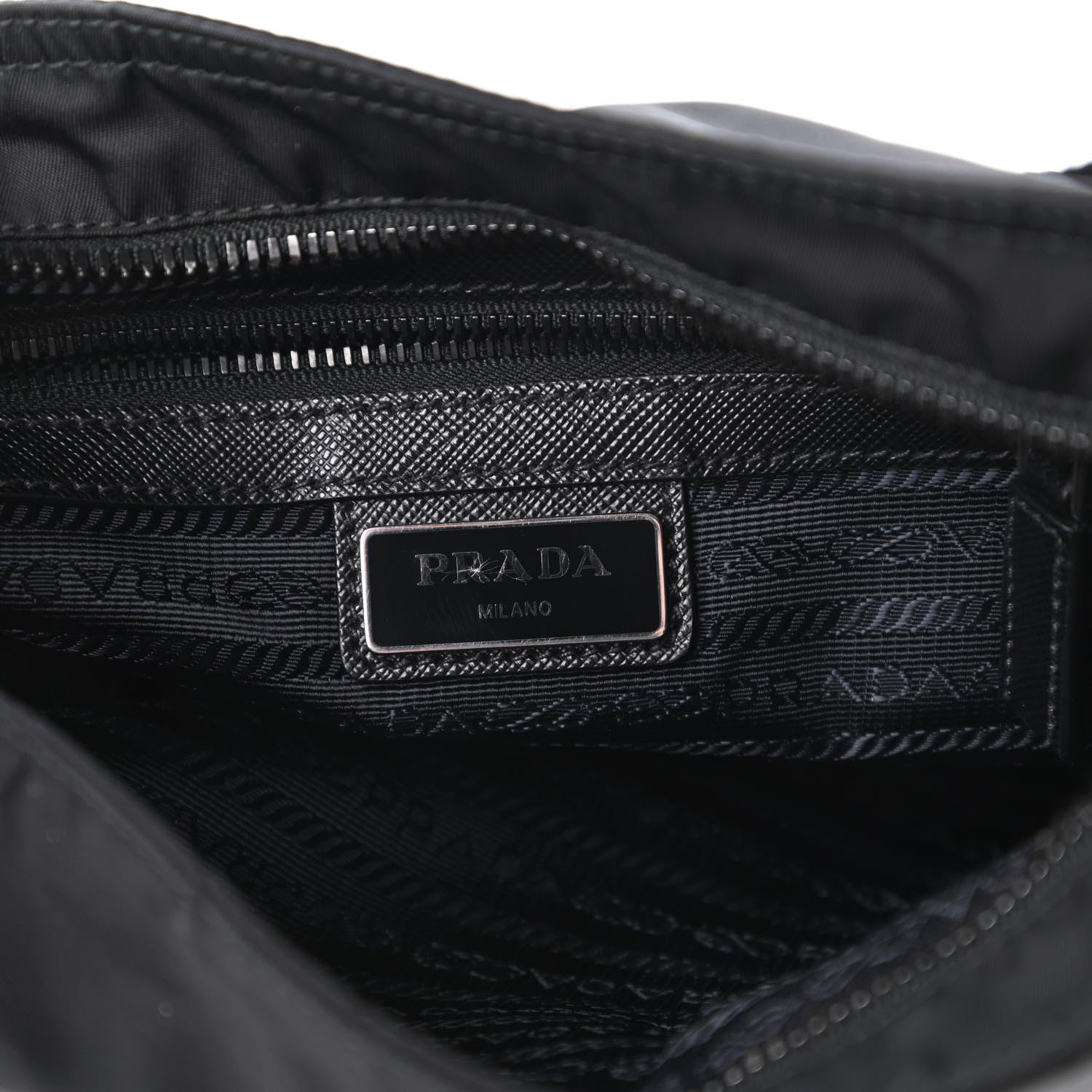 Prada Tessuto Nylon Saffiano Flat Messenger Bag Black 8 of 10