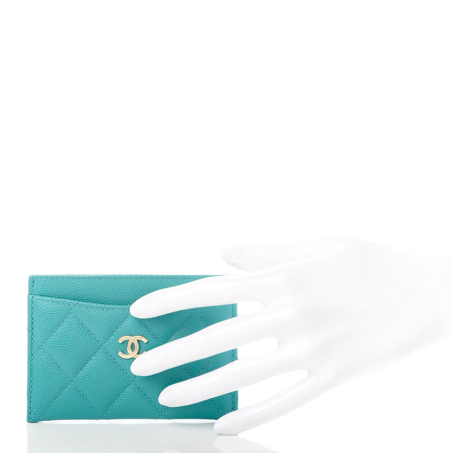 Caviar Quilted Card Holder Turquoise