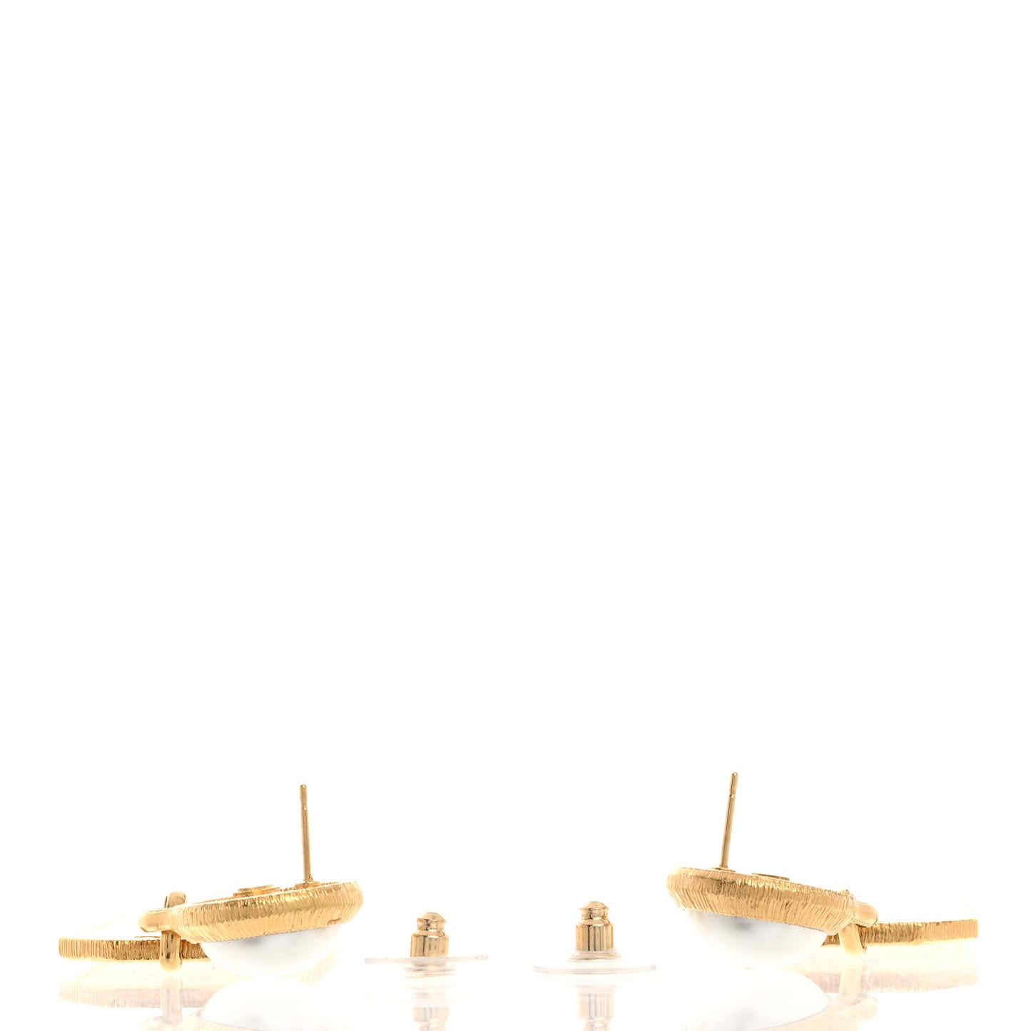 Pearl CC Tags Drop Earrings Gold