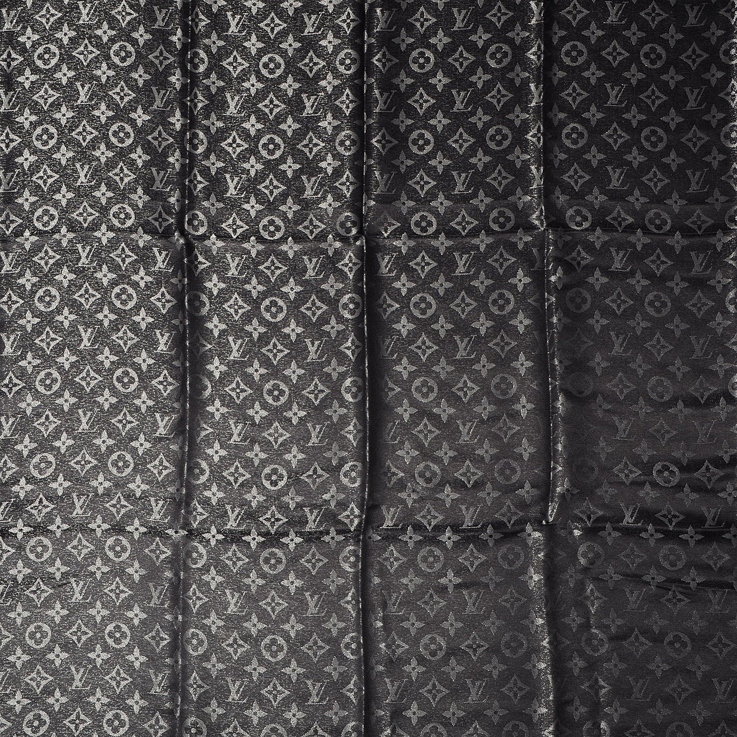 Silk Lurex Wool Monogram Shine Shawl Black