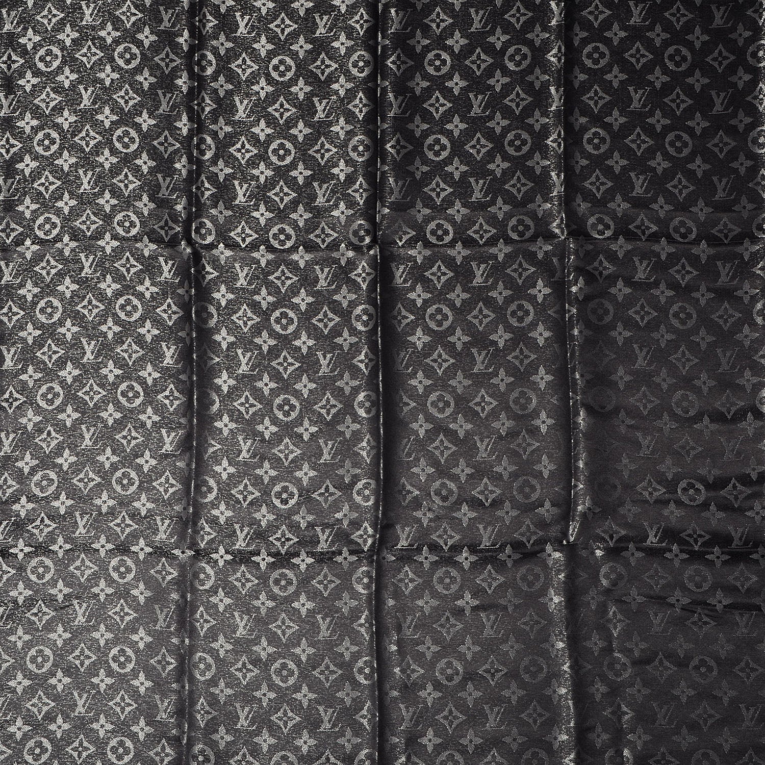 Louis Vuitton Silk Lurex Wool Monogram Shine Shawl Black 4 of 5