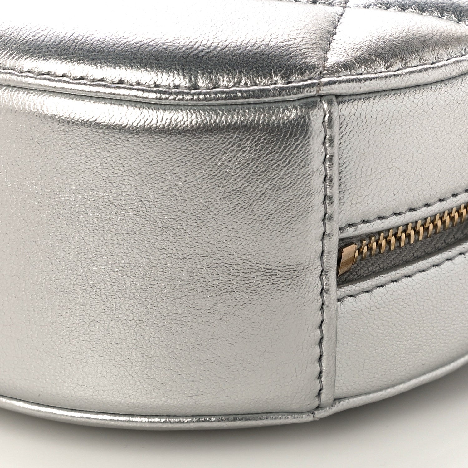 Chanel Metallic Lambskin Quilted Chanel 19 Round Clutch With Chain Silver 10 of 12