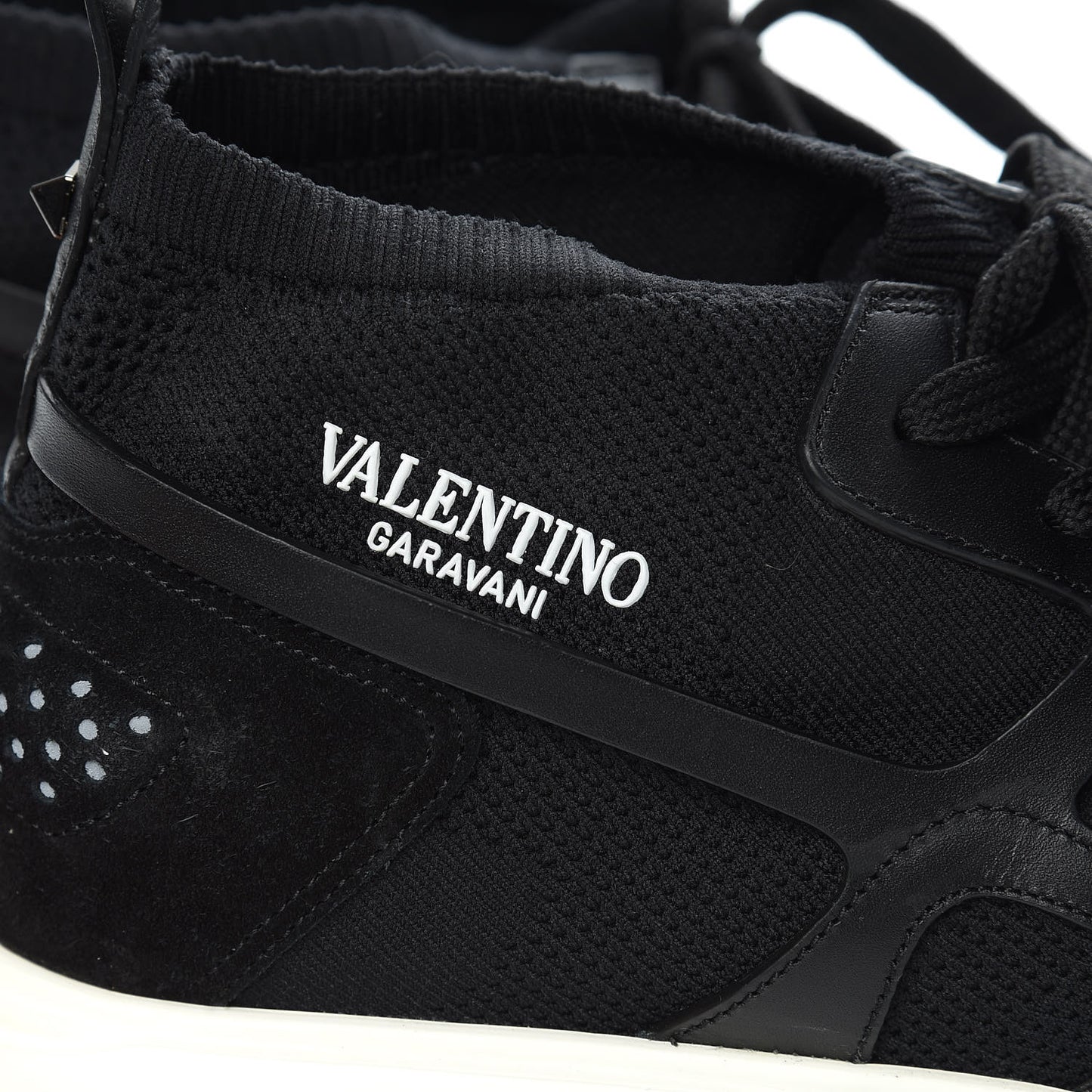 Calfskin Mesh Mens Sound High Sneakers 45 Black