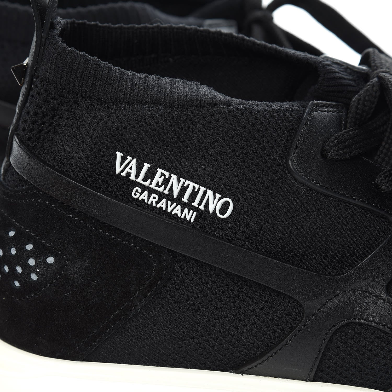 Valentino Garavani Calfskin Mesh Mens Sound High Sneakers 45 Black 6 of 10