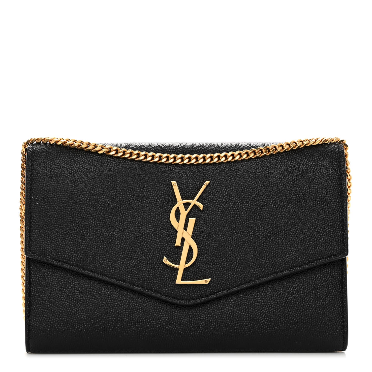Saint Laurent Grain de Poudre Uptown Chain Wallet Black 1 of 10