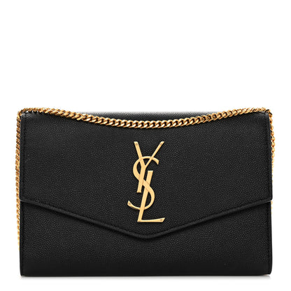 Saint Laurent Grain de Poudre Uptown Chain Wallet Black 1 of 10