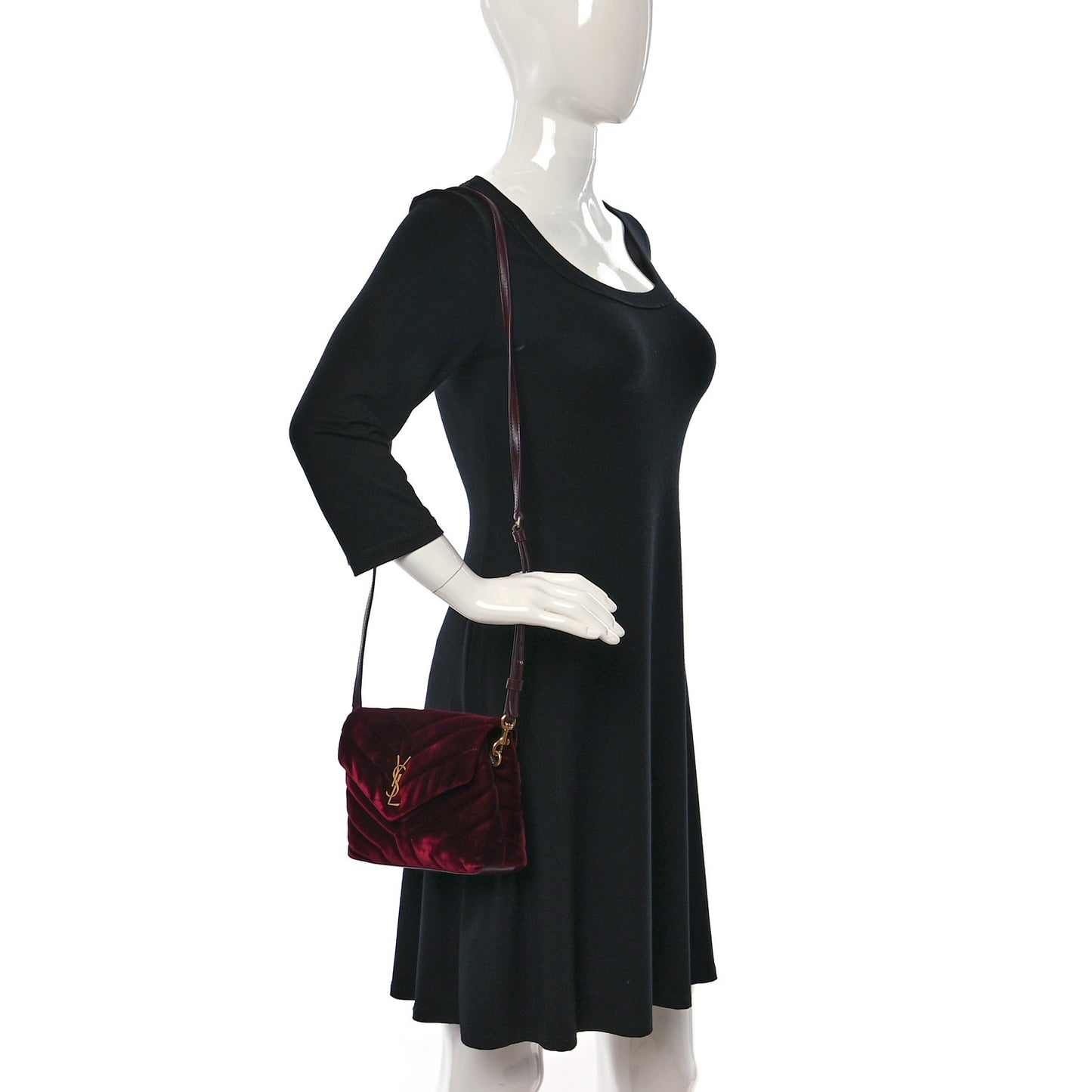 Velvet Y Quilted Monogram Toy Loulou Crossbody Bag French Burgundy