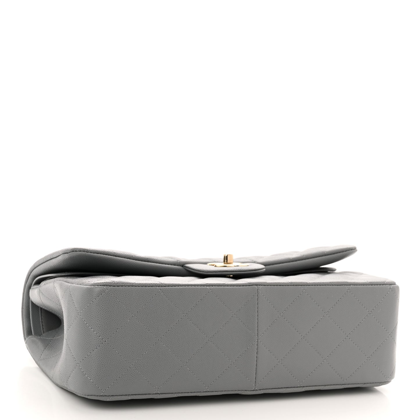 Caviar Quilted Jumbo Double Flap Grey