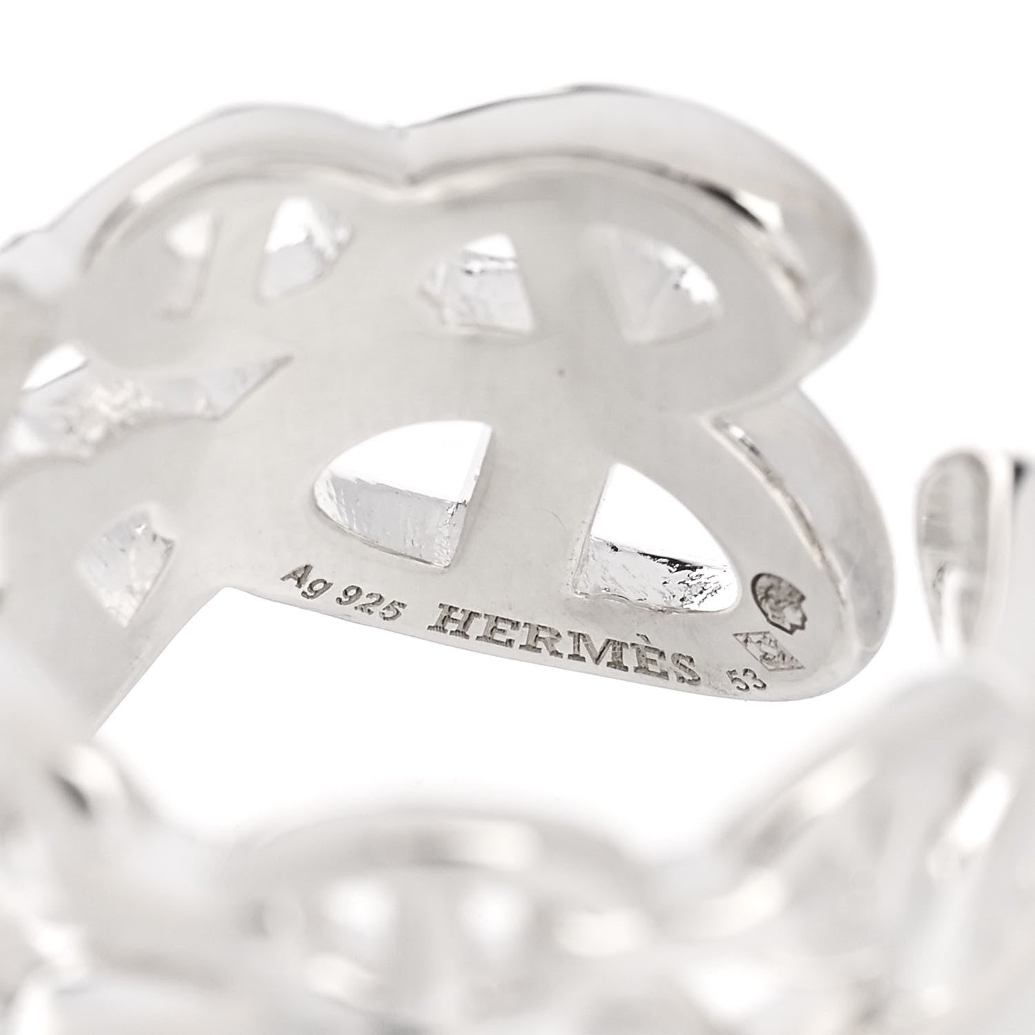 Hermes Sterling Silver GM Chaine d'Ancre Enchainee Band Ring 53 6.25 4 of 7