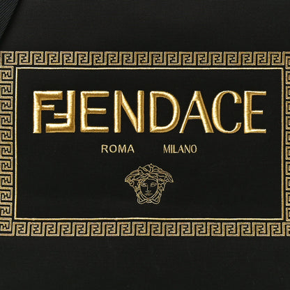 Fendi X VERSACE Canvas Fendace Logo Large Shopping Tote Black 5 of 9