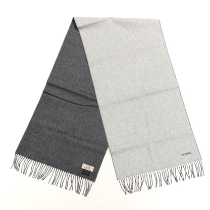 Hermes Cashmere Recto Verso Muffler Gris Clair Chine Flanelle 2 of 3