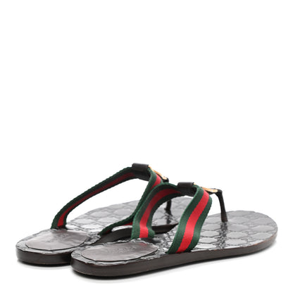 Gucci Nylon Guccissima Web Womens Thong Sandals 35 Green Red Black 4 of 12