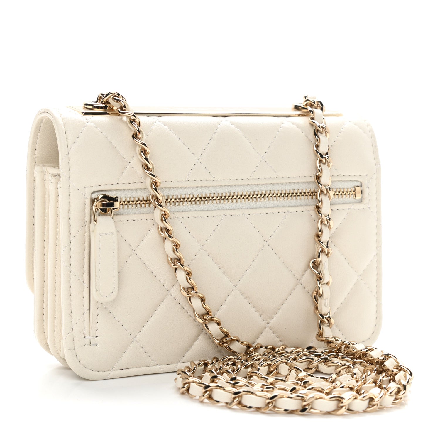 Chanel Lambskin Quilted Mini Trendy CC Wallet On Chain WOC White 3 of 10