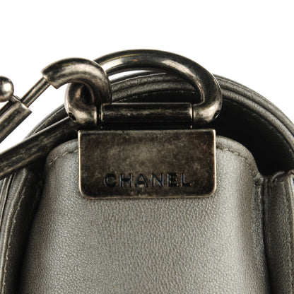 Chanel Lambskin Quilted Medium Boy Flap w Stingray Strap Silver 8 of 9