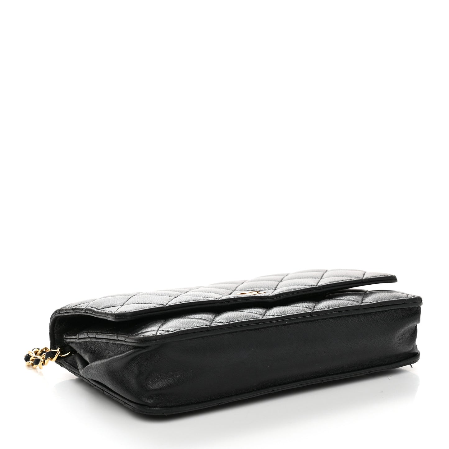 Lambskin Quilted Wallet On Chain WOC Black