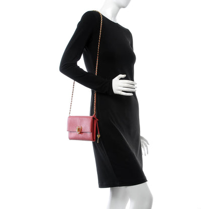 Prada Saffiano Heart Chain Wallet Fuoco 2 of 9