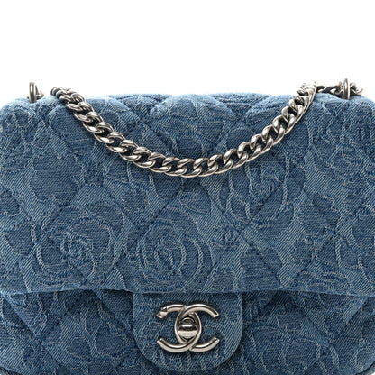 Chanel Denim Quilted Camellia Sweetheart Mini Flap Blue 8 of 10