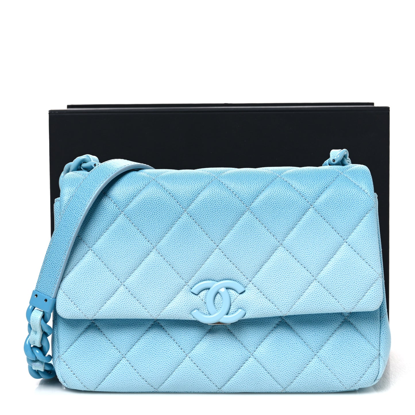 Shaded Caviar Quilted My Everything Flap Light Blue