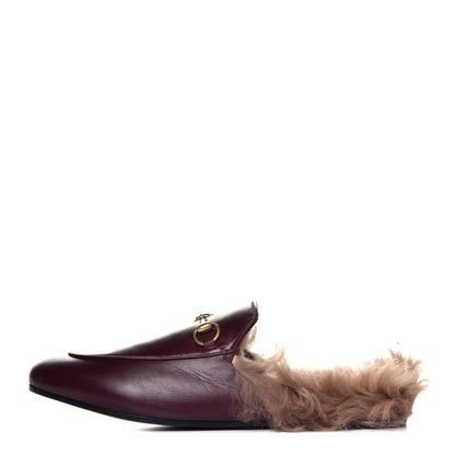 Gucci Malaga Kid Fur Womens Princetown Slippers 39 Vintage Bordeaux 1 of 9