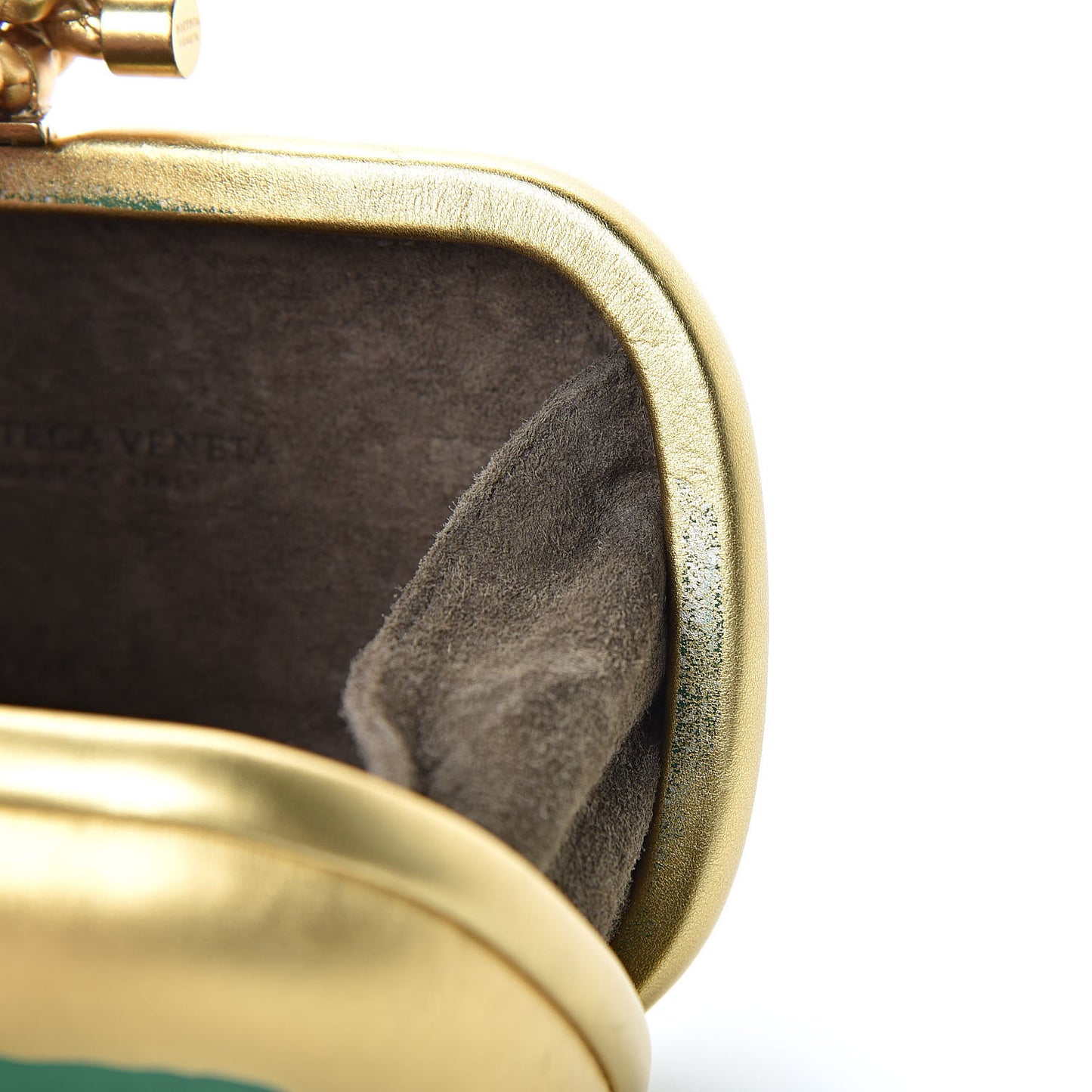 Gilded Waxed Leather Knot Clutch Gold Green