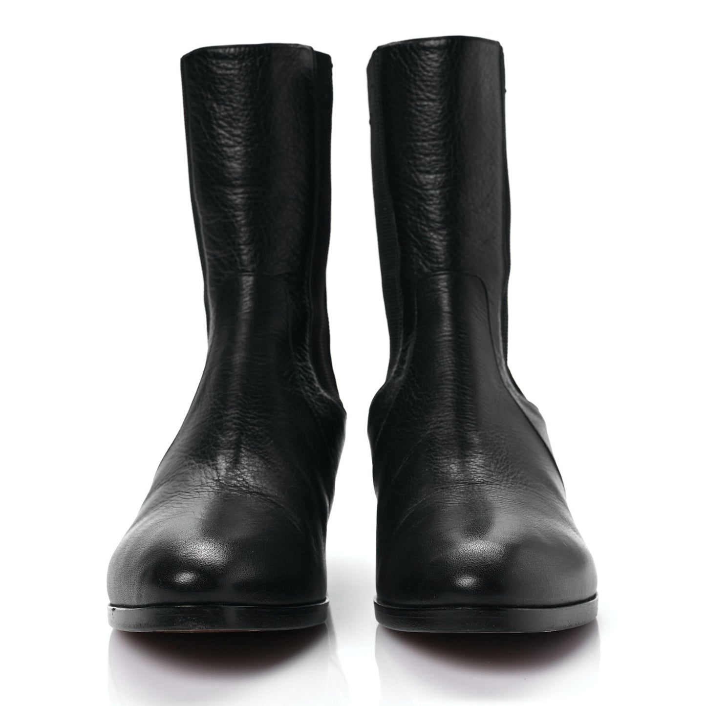 Calfskin Elastic Short Boots 35.5 Black