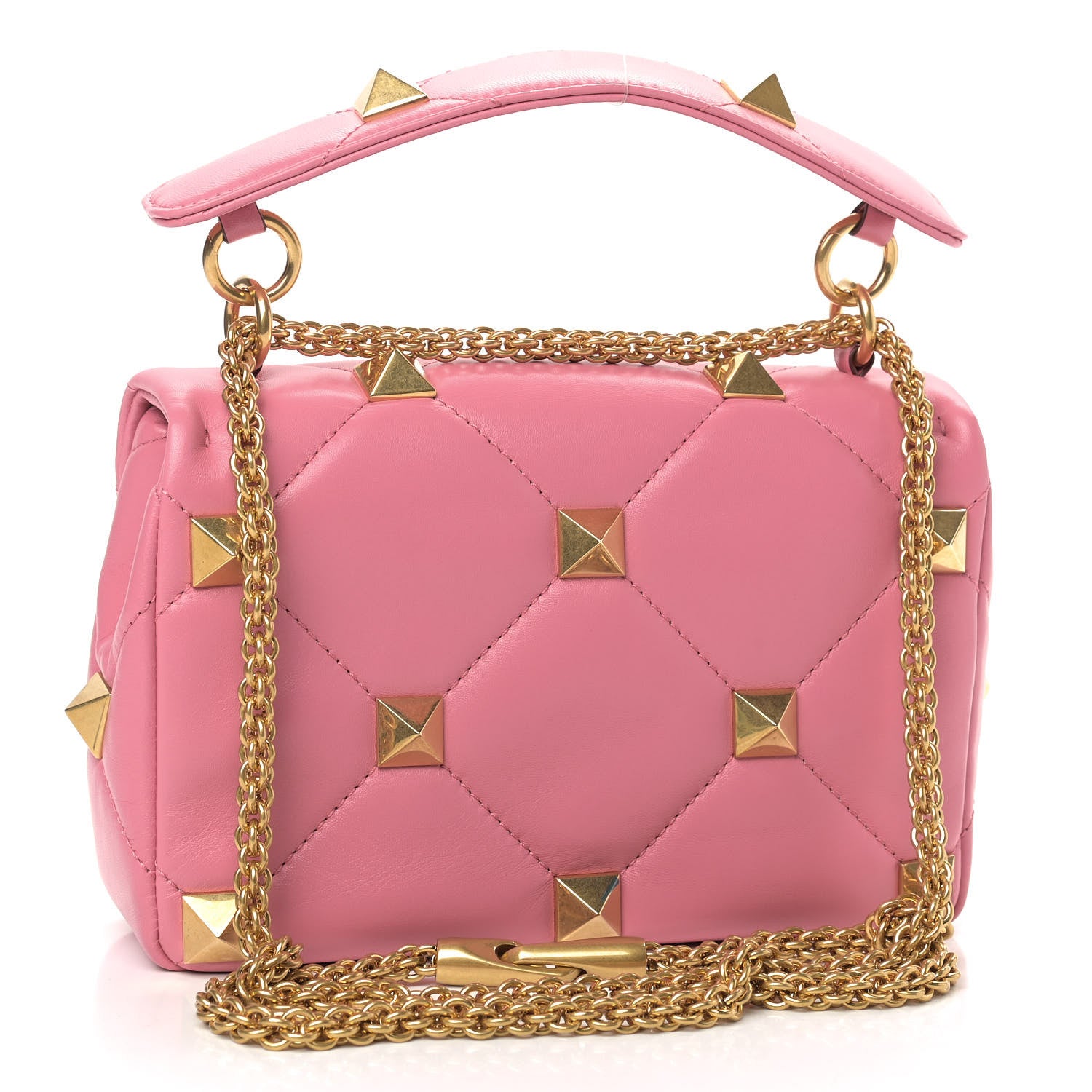 Valentino Garavani Nappa Medium Roman Stud Shoulder Bag Flamingo Pink 3 of 8