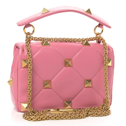 Valentino Garavani Nappa Medium Roman Stud Shoulder Bag Flamingo Pink 3 of 8