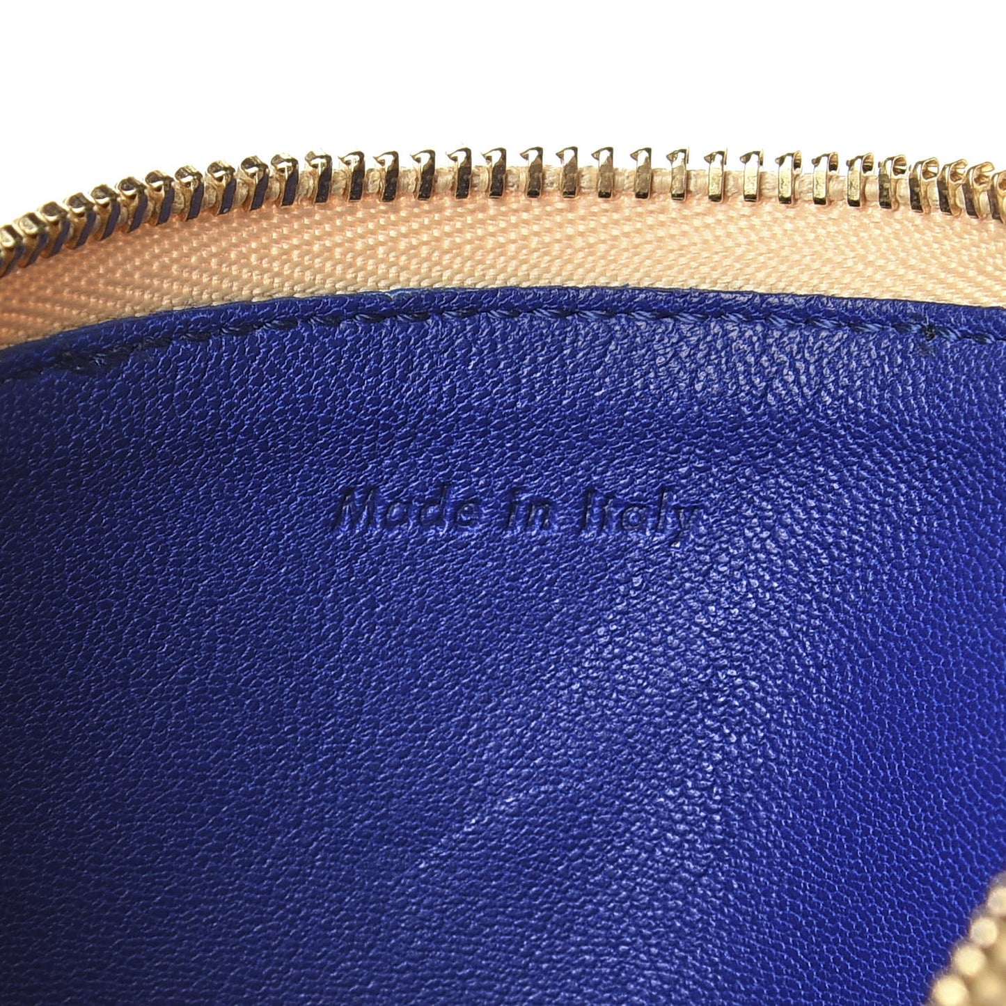 Lambskin Bi-Color Coeur Coin Card Case Blue Beige