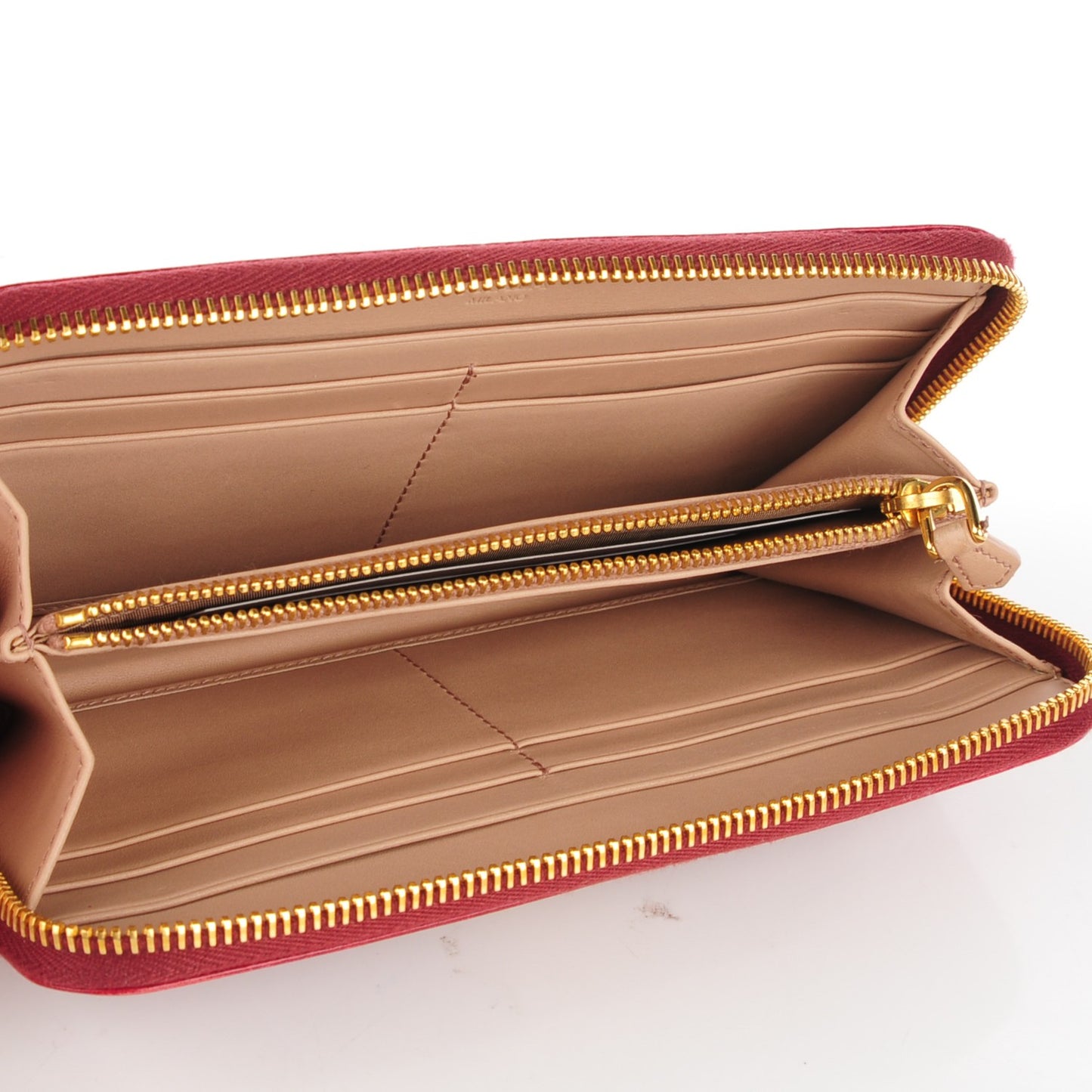 Vitello Shine Zip Around Wallet Rubino
